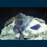 DGM-01 Benitoite with Neptunite from Dallas Gem Mine, New Idria District, Diablo Range, San Benito Co., California, USA