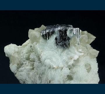 ST103 Albite ( v. Cleavlandite ) with Elbaite and Quartz from Stewart Mine, Pala District, San Diego County, California, USA