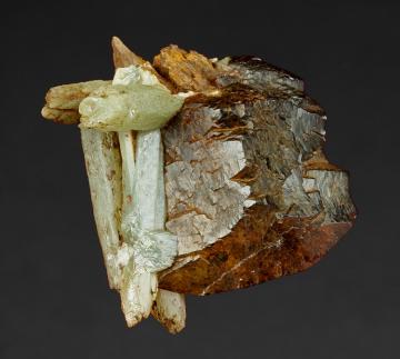 GR124 Ilvaite with Quartz ( var. Prase ) from Serifos Island, Cyclade Islands, Kyklades Prefecture, Aegean Islands Department, Greece