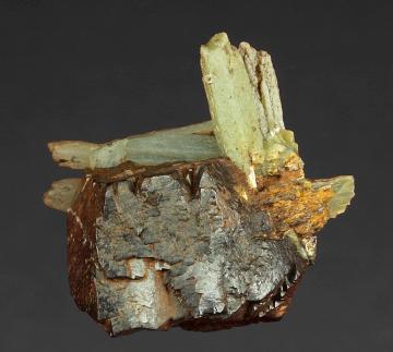 GR124 Ilvaite with Quartz ( var. Prase ) from Serifos Island, Cyclade Islands, Kyklades Prefecture, Aegean Islands Department, Greece