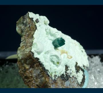 TN228 Dioptase on Chrysocolla from Ray Mine, Ray District, near Kearney, Dripping Springs Mts., Pinal County, Arizona, USA